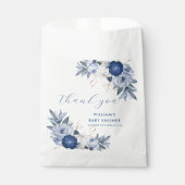 青エレガント水色フローラ赤ちゃんシャワー フェイバーバッグ (正面)