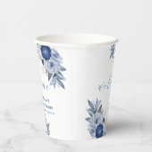 青エレガント水色フローラ赤ちゃんシャワー 紙コップ (右)