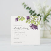 青エレガント水色フローラ金ゴールドブライダルシャワー 招待状 (スタンド正面)