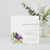 青エレガント水色フローラ金ゴールド婚約 招待状 (スタンド正面)