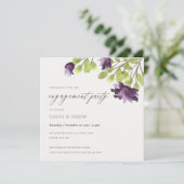 青エレガント水色フローラ金ゴールド婚約 招待状 (スタンド正面)