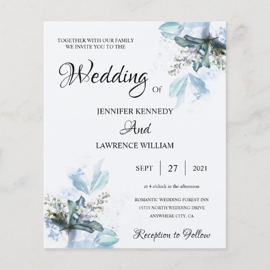 青エレガント水色フローラ開花写真結婚 (正面)