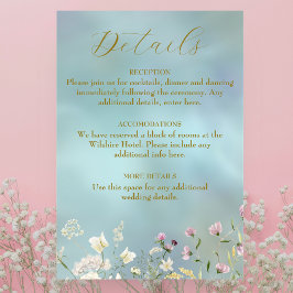 青エレガント水色フローラ エンクロージャーカード