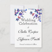 青エレガント水色フローラ セーブザデート (正面)