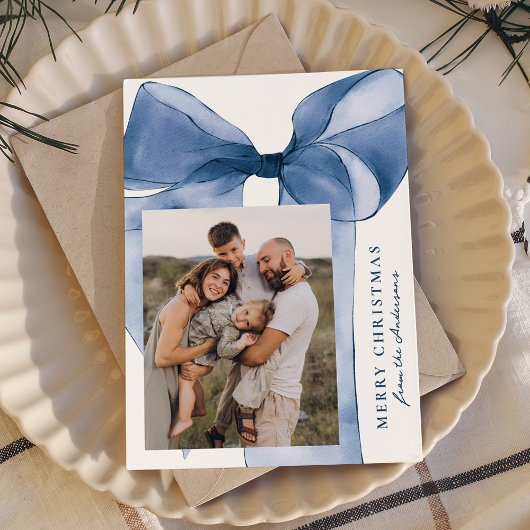 青エレガント水色ボウ3写真 シーズンカード