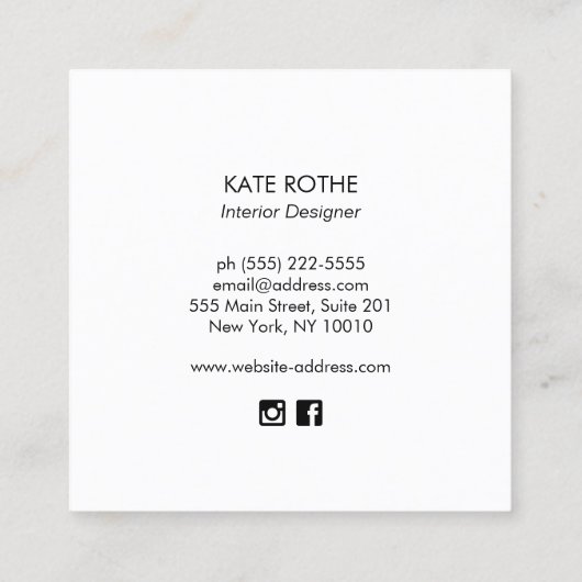 青エレガント水色マグノリアフローラスクエアスクー スクエア名刺 (裏面)