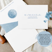 青エレガント水色モノグラム結婚のオン オールインワン招待状