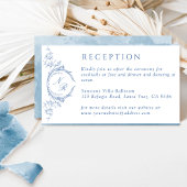 青エレガント水色モノグラム結婚披露宴 エンクロージャーカード