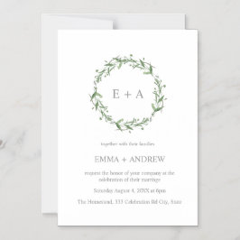 青エレガント水色リース結婚ズ マグネット招待状