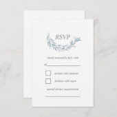 青エレガント水色リース結婚式RSVPカード 出欠カード (正面/裏面)