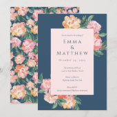 青エレガント水色植物園 招待状 (正面/裏面)