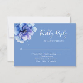 青エレガント水色植物性フローラ結婚ズ 出欠カード