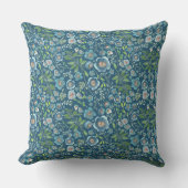 青エレガント水色花柄 クッション (正面)