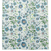 青エレガント水色花柄 シャワーカーテン (正面)