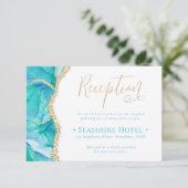 青エレガント水色金ゴールド披露宴結婚ズ エンクロージャーカード (スタンド正面)