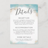 青エレガント水色金ゴールド結婚の詳細 エンクロージャーカード (正面)