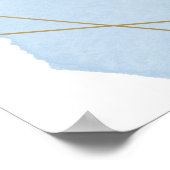 青エレガント水色、金ゴールドフレーム歓迎ポスター ポスター (角)