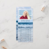 青エレガント波葬記念フォトカード カード (正面/裏面インサイチュ)