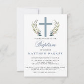 青エレガント洗礼/《キリスト教》洗礼式や命名式招待状 招待状 (正面)