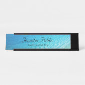 青エレガント海の波のテンプレートモダン自然 デスクネームプレート (正面)