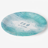 青エレガント海結婚ズ ペーパープレート (アングル)
