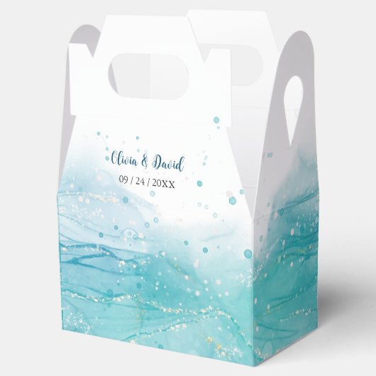 青エレガント海結婚式の引き出物箱 フェイバーボックス (オープン)