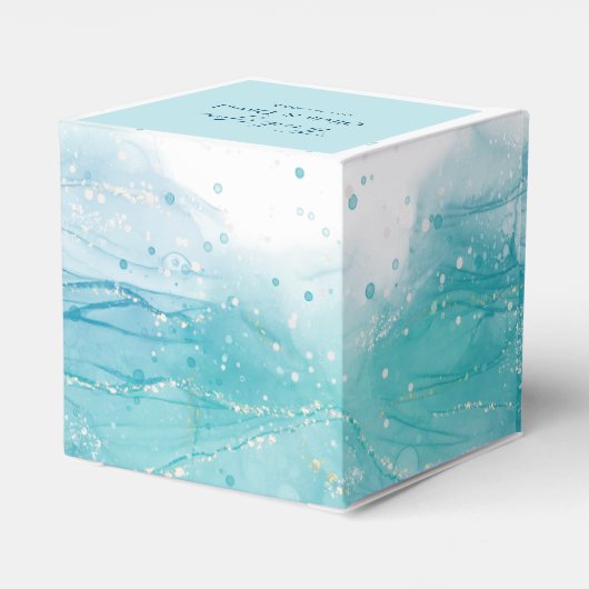 青エレガント海結婚式の引き出物箱 フェイバーボックス (裏面サイド)