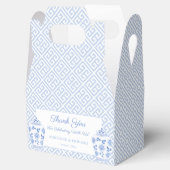 青エレガント淡い色の白ギリシャ鍵結婚ズ フェイバーボックス (オープン)