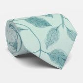 青エレガント淡い色の葉葉自然ズ ネクタイ (ロール)