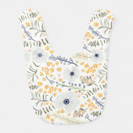 青エレガント灰色の黄色い花 ベビービブ