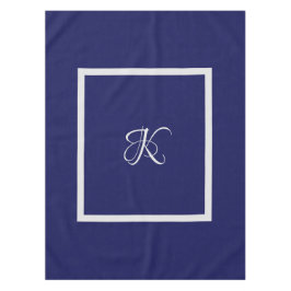 青エレガント灰色イニシャルモノグラム テーブルクロス