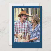 青エレガント灰色2フォト婚約パーティ 招待状 (裏面)