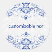 青エレガント王室のと白のダンパーと渦巻き2 ラウンドシール (正面)