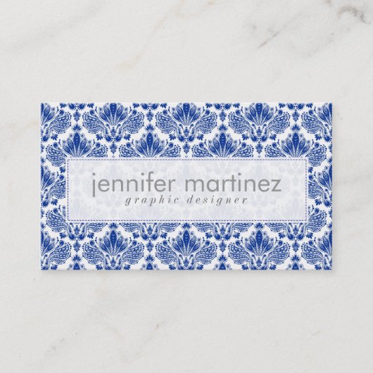 青エレガント王室のと白のダンパーと渦巻き 名刺 (正面)