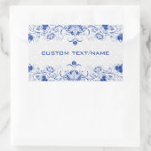 青エレガント王室のと白のダンパーと渦巻き 長方形シール (バッグ)