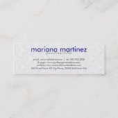 青エレガント王室のと白のフローラダマスクと渦巻き旋回 スキニー名刺 (裏面)