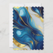 青エレガント王室のと金ゴールドの結婚式招待状 招待状 (裏面)