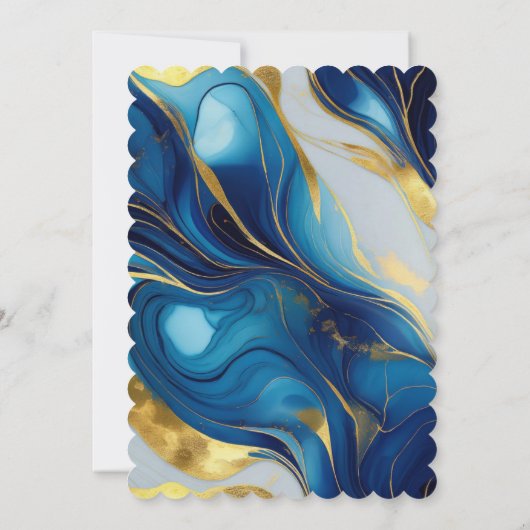 青エレガント王室のと金ゴールドの結婚式招待状 招待状 (裏面)