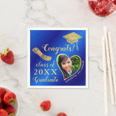 青エレガント王室のと金ゴールド写真2025卒業 スタンダードカクテルナプキン (インサイチュ)