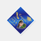 青エレガント王室のと金ゴールド写真2025卒業 スタンダードカクテルナプキン (角)