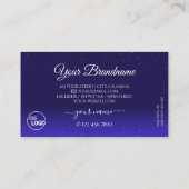 青エレガント王室のダイヤきらめくロゴ 名刺 (裏面)