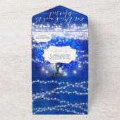 青エレガント王室のハートリーフ結婚の オールインワン招待状 (外側)