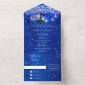 青エレガント王室のハートリーフ結婚ツリー オールインワン招待状 (内側)