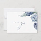 青エレガント王室のバラ結婚フローラ サンキューカード (正面)