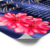 青エレガント王室のビロードフローラ葬式詩のサイン ポスター (角)