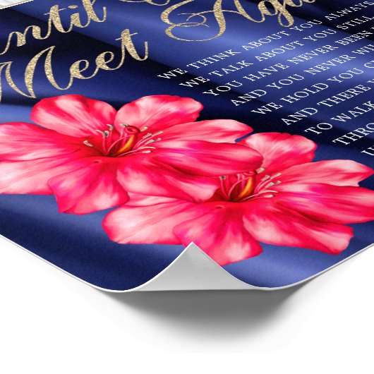 青エレガント王室のビロードフローラ葬式詩のサイン ポスター (角)