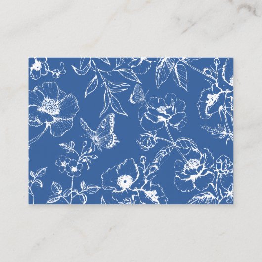 青エレガント王室のフローラ庭園の結婚式詳細 エンクロージャーカード (裏面)