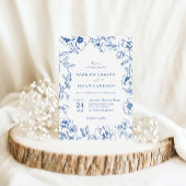 青エレガント王室のフローラ庭園の結婚式 招待状