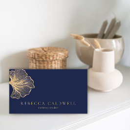 青エレガント王室のフローラQRコード 名刺