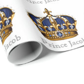 青エレガント王室のプリンスベイビーシャワーギフトラップ ラッピングペーパー (ロールコーナー)